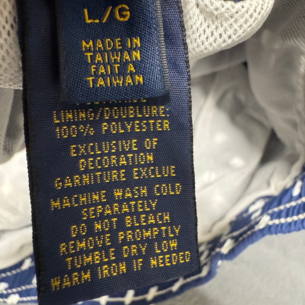 Polo Ralph Lauren Swim Trunks Mens Large Polka Dot Blue Pool Beach Mesh Liner - Picture 7 of 10